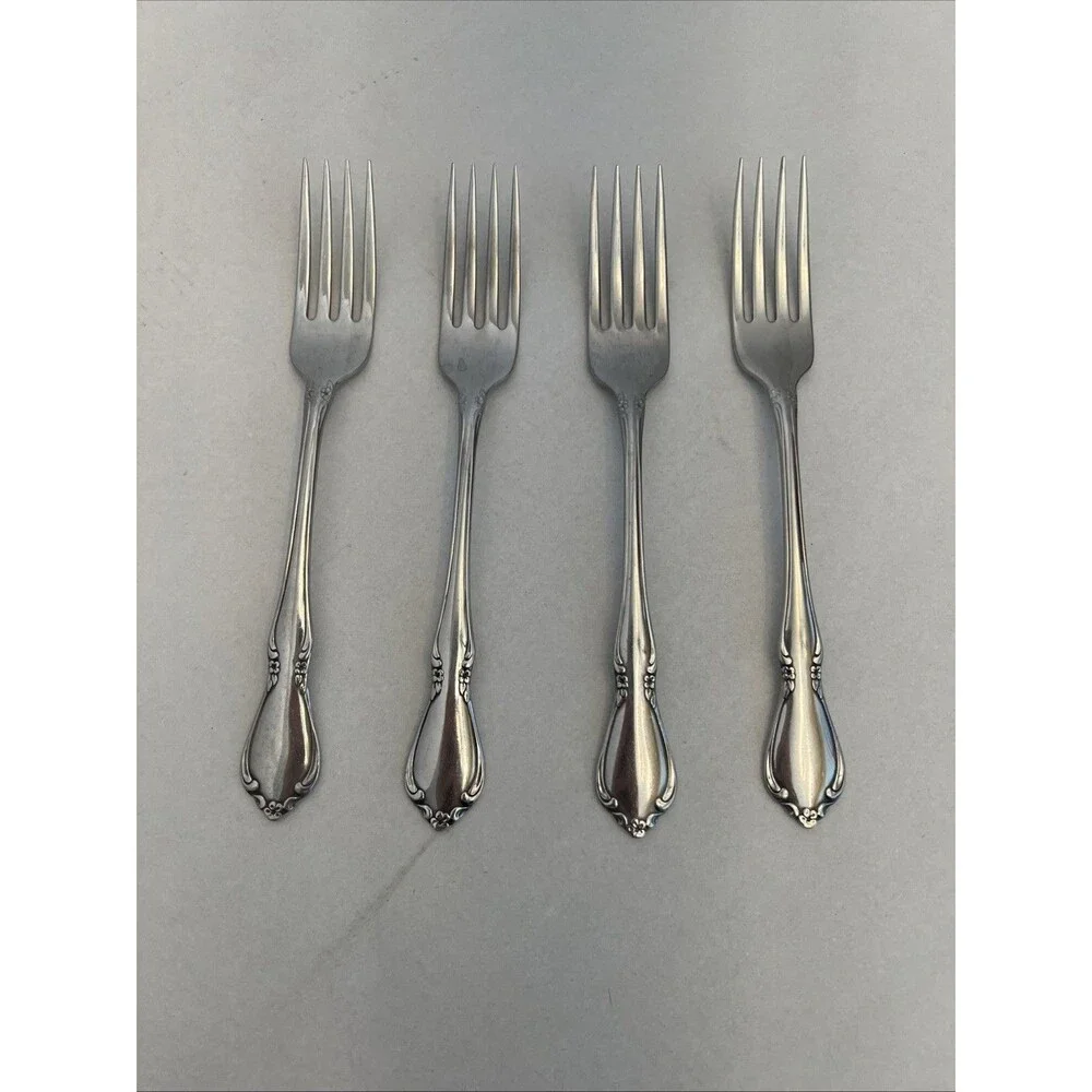 Oneida Oneidacraft Deluxe USA Stainless CHATEAU Dinner Forks - Set of 4 - Used